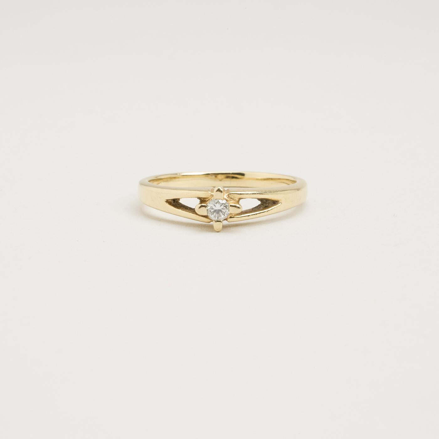 Ring with diamond (006 ct) in 14K Gold size 6 | Solid Gold | Premium