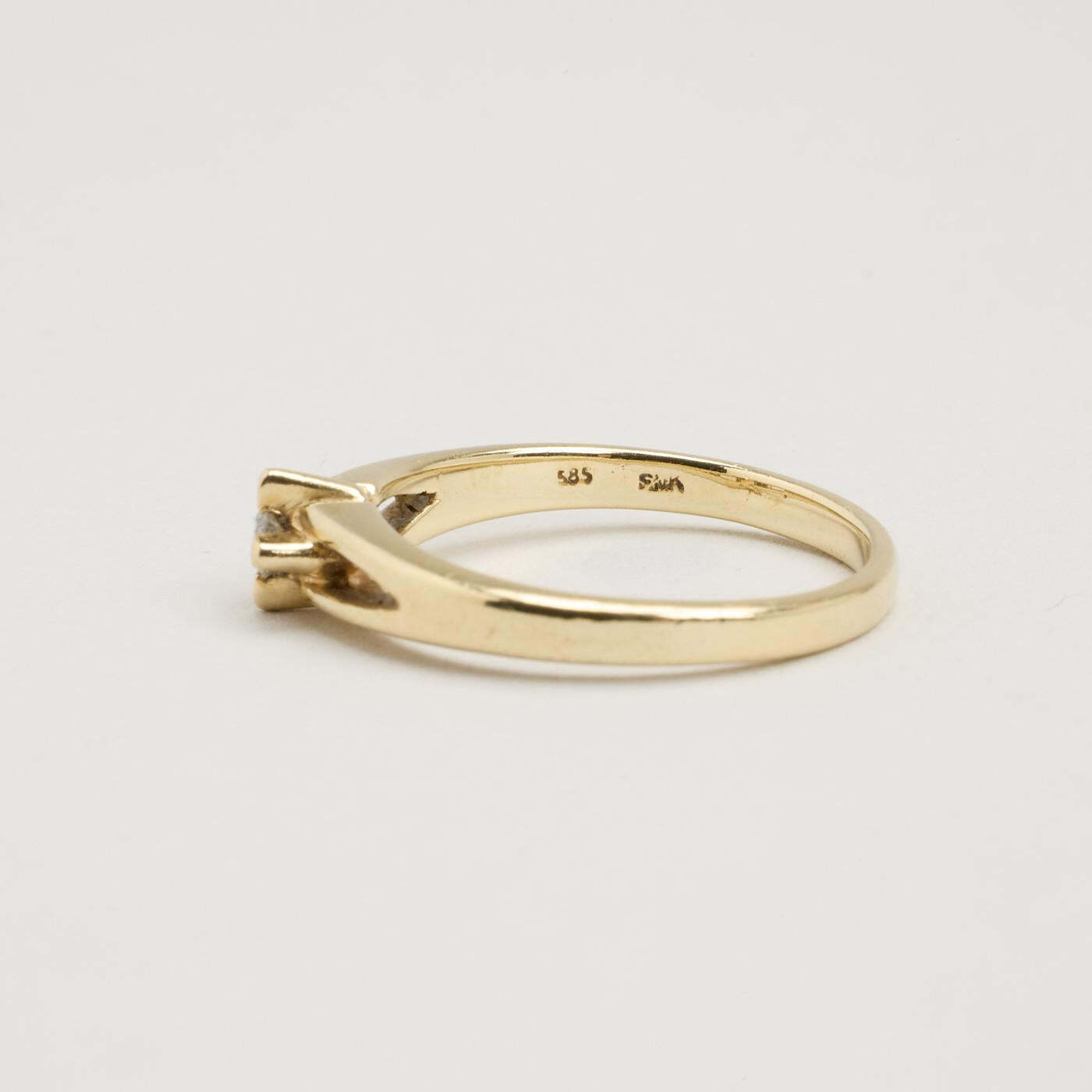 Ring with diamond (006 ct) in 14K Gold size 6 | Solid Gold | Premium