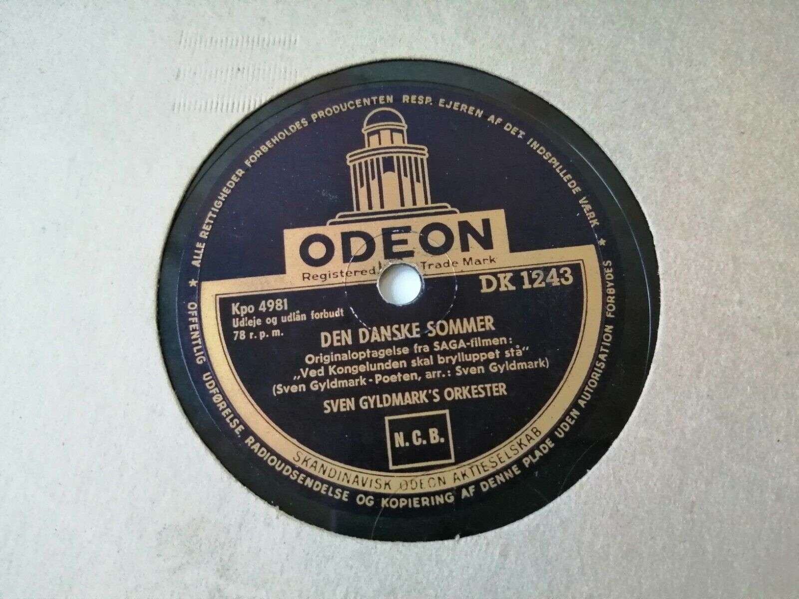 78 RPM  shellacDirck Passer Ove Sprogøe Danish film soundtrack Ved Kongelunden