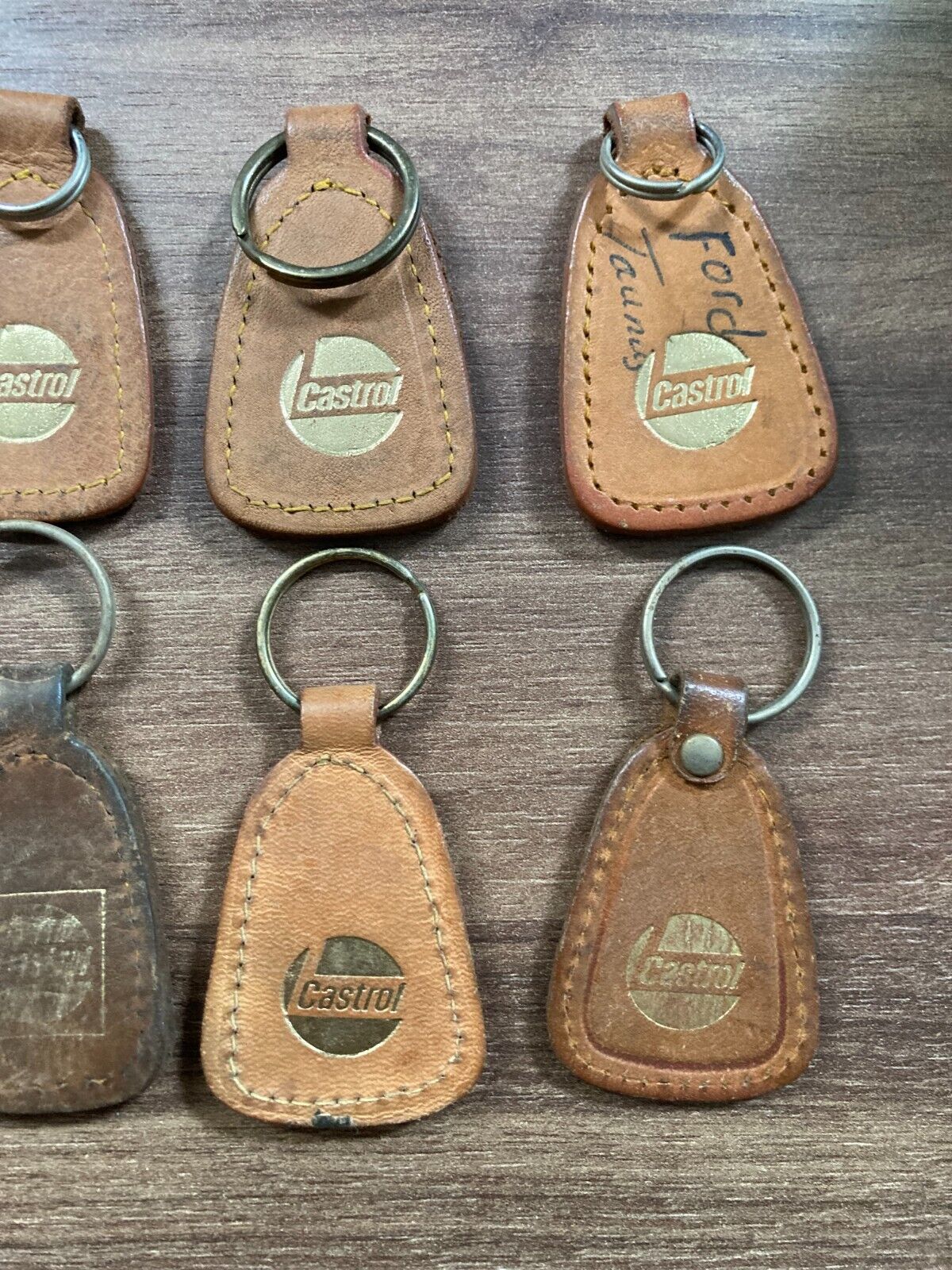 10x Vintage Castrol Danish Leather Keychain Bundle - Rare 1980s Car Dealership