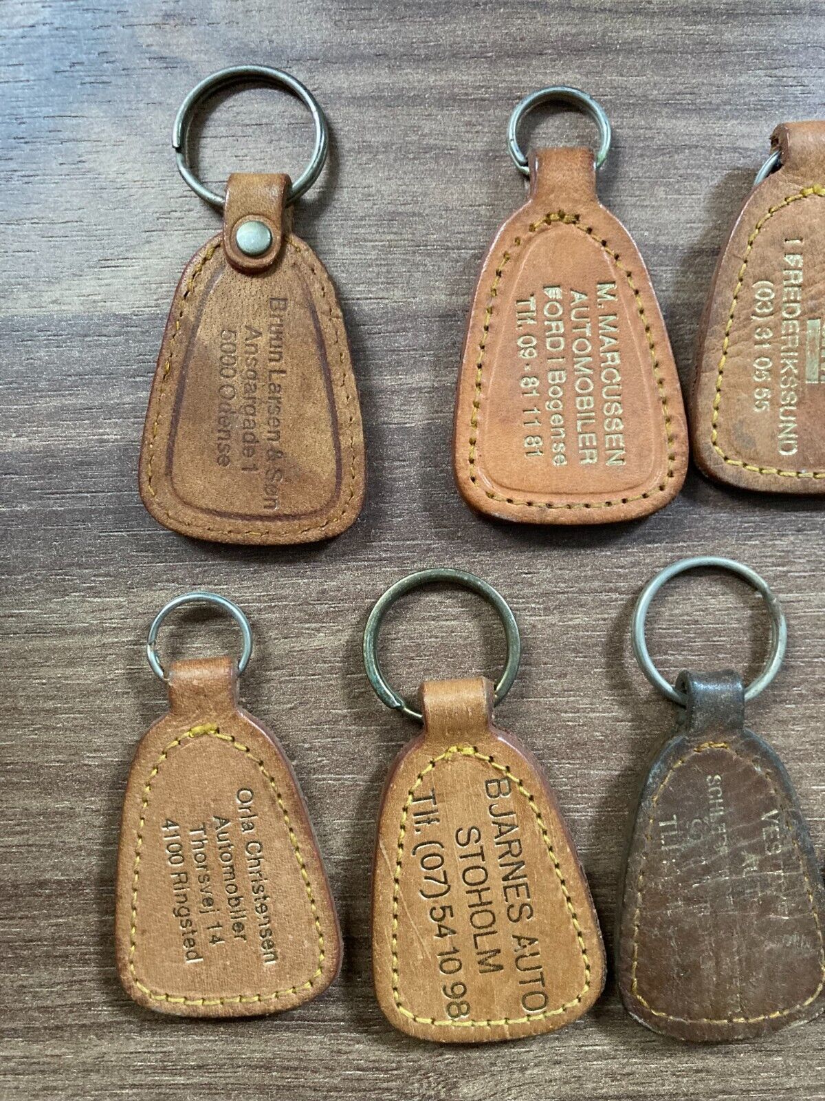 10x Vintage Castrol Danish Leather Keychain Bundle - Rare 1980s Car Dealership