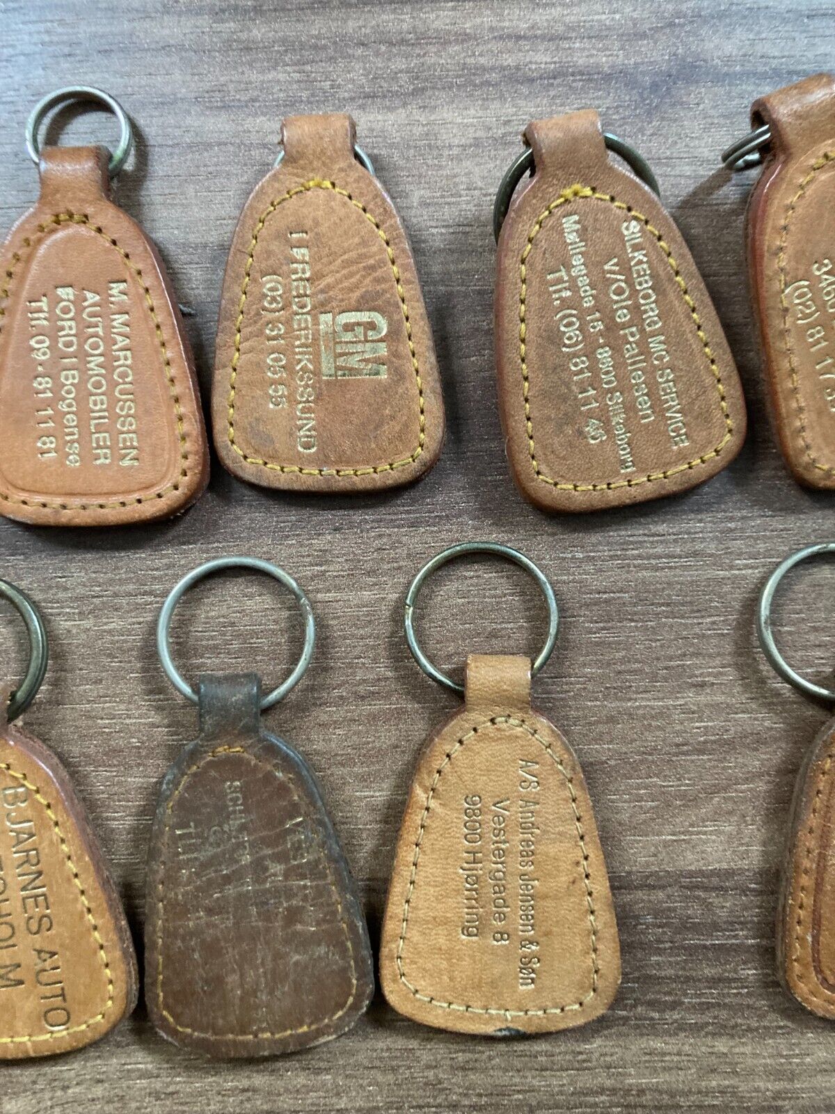 10x Vintage Castrol Danish Leather Keychain Bundle - Rare 1980s Car Dealership