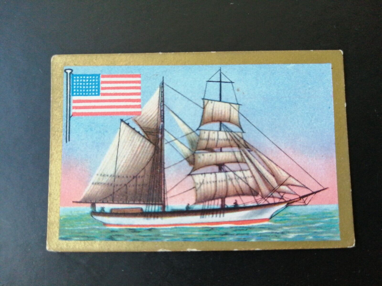 German SABA tobacco ship trading card 1931-33No 117 Schonerbrigg USA