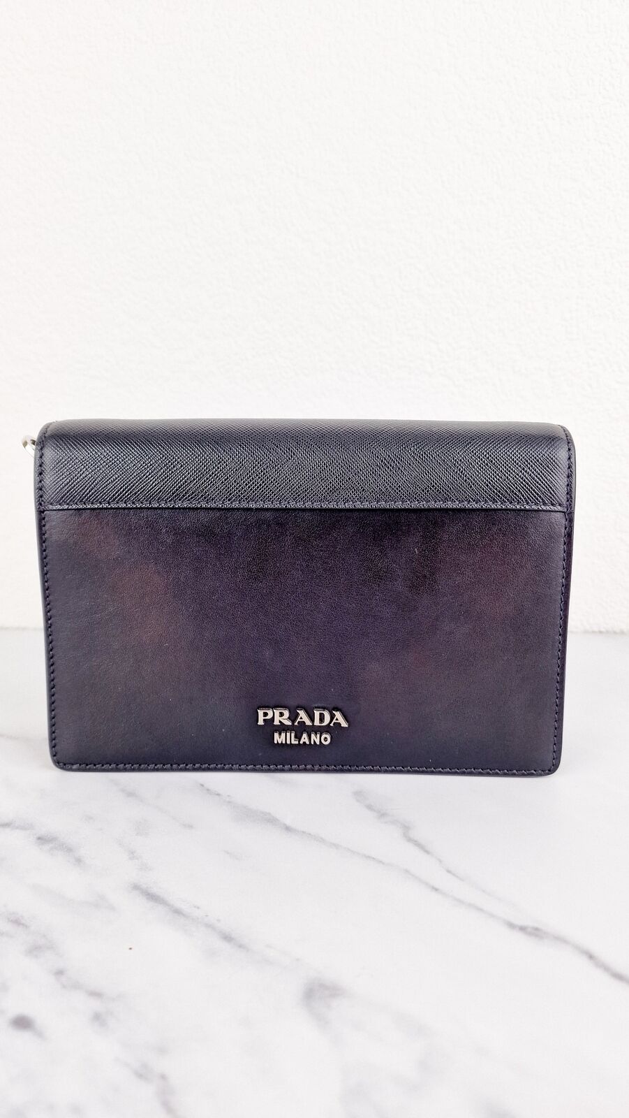 Prada Elektra Crossbody Bag Black Calfskin Saffiano Leather Green Prada 1BD121