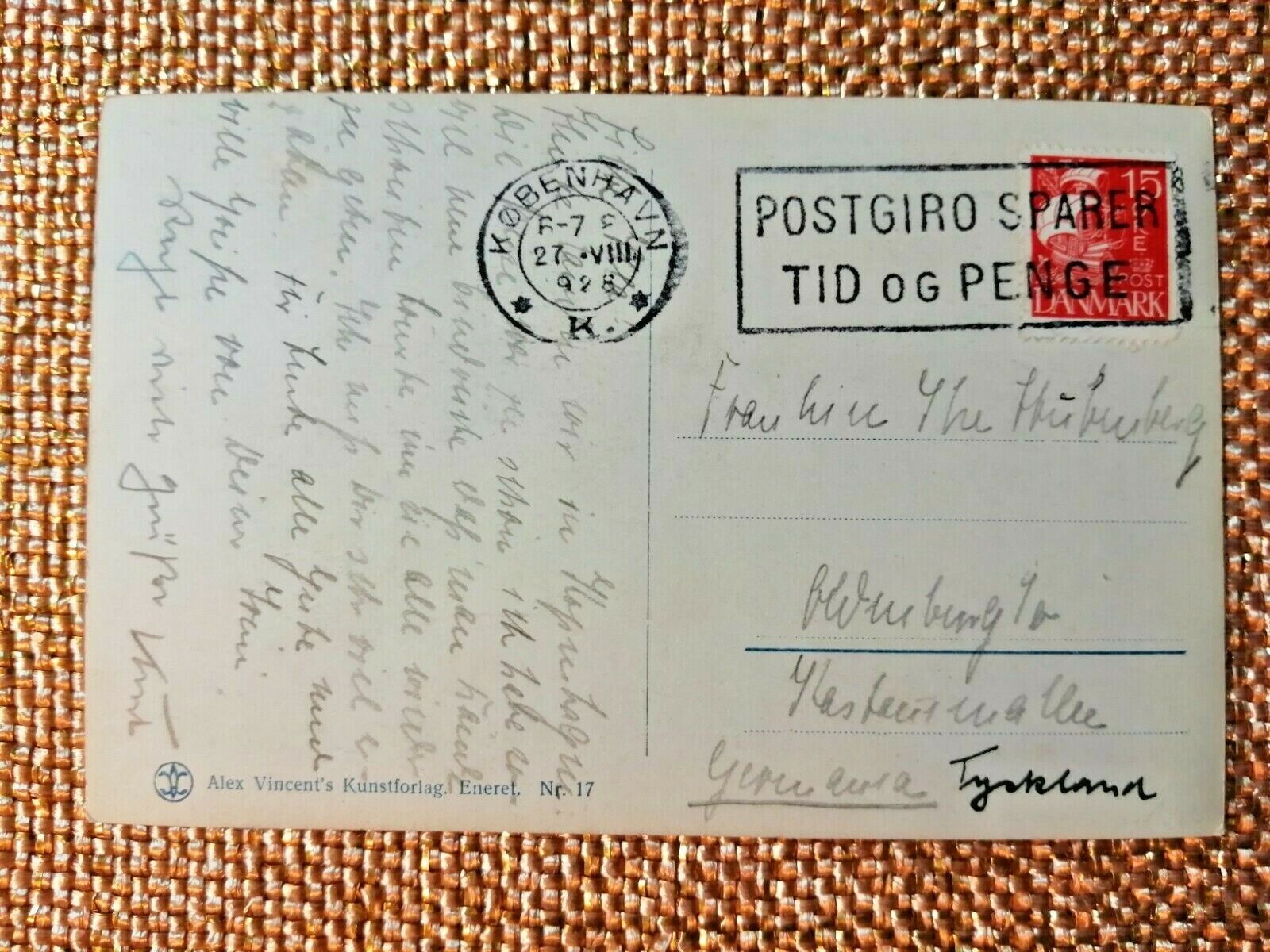 Vintage postcardDenmarkCopenhagenThe Marble ChurchPosted in 1928