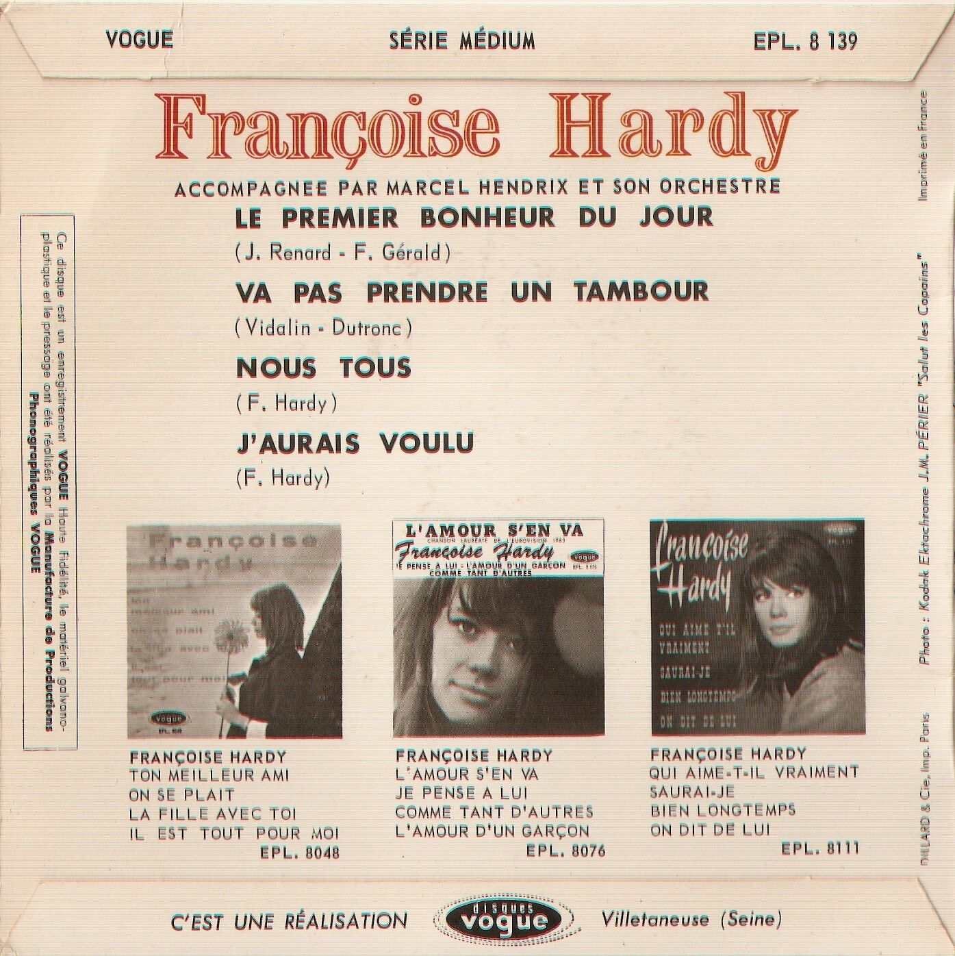 FRANCOISE HARDY LE PREMIER BONHEUR DU JOUR FRANCE 1963 PICTURE SLEEVE ONLY MOD