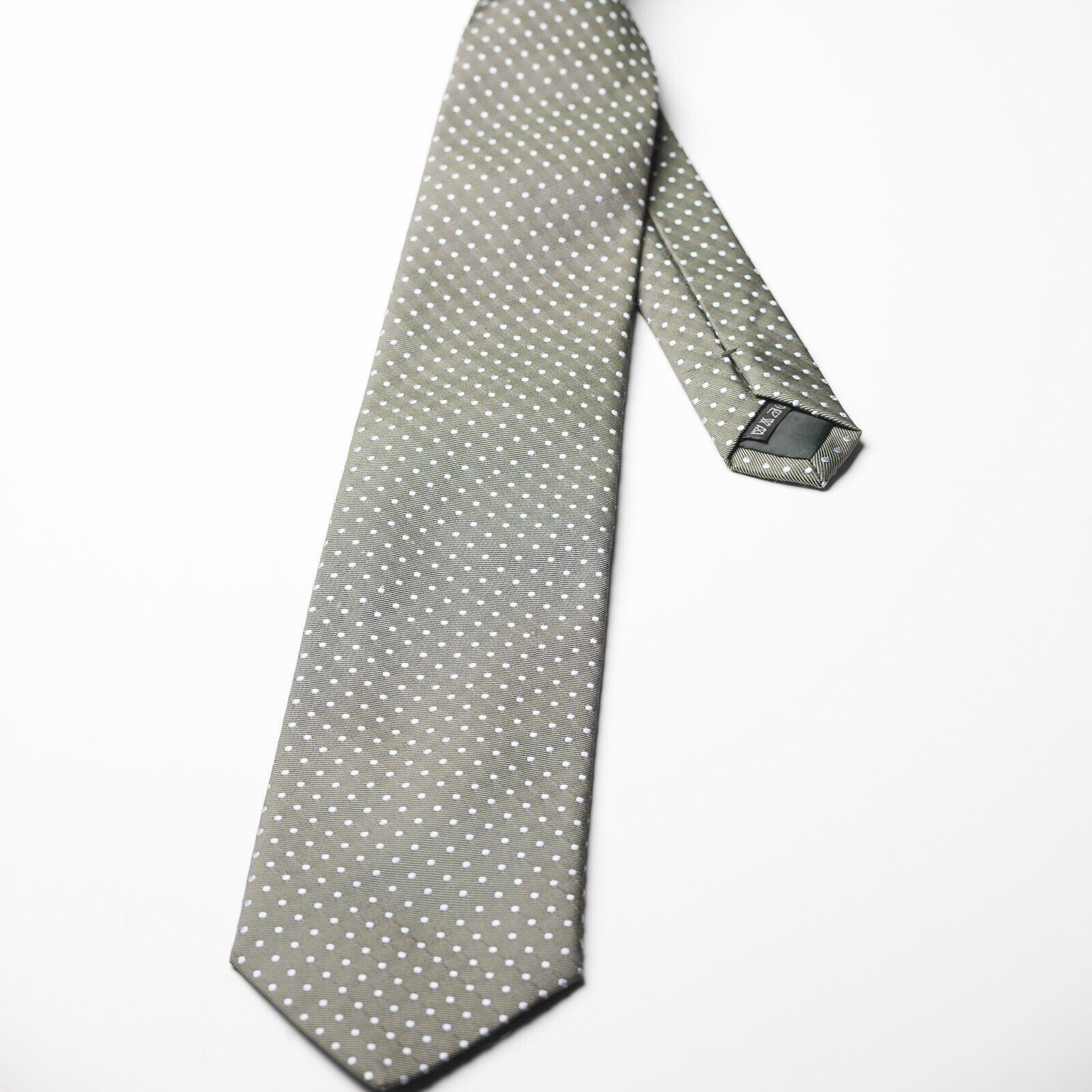 SECOTO Olive Green Dotted Silk Tie Portugal Made