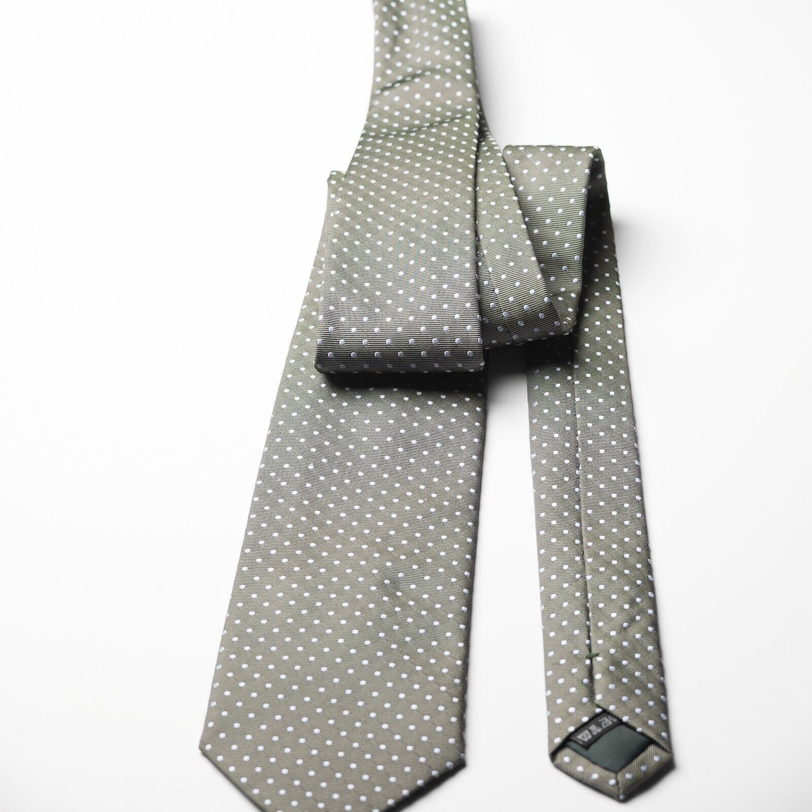 SECOTO Olive Green Dotted Silk Tie Portugal Made