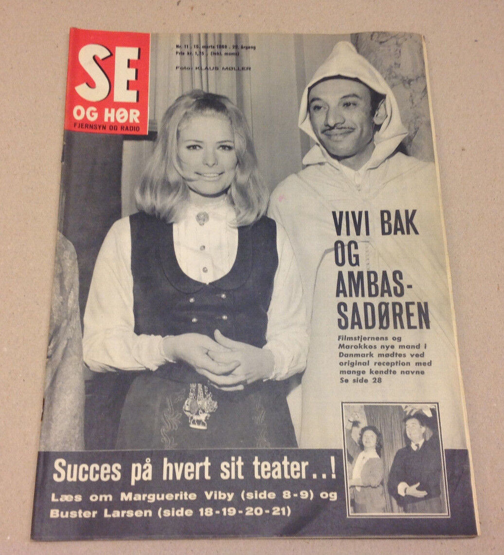 VIVI BAK MAROCCOAN AMBASSADOR ON A FRONT COVER OF A VINTAGE Danish Magazine 1968