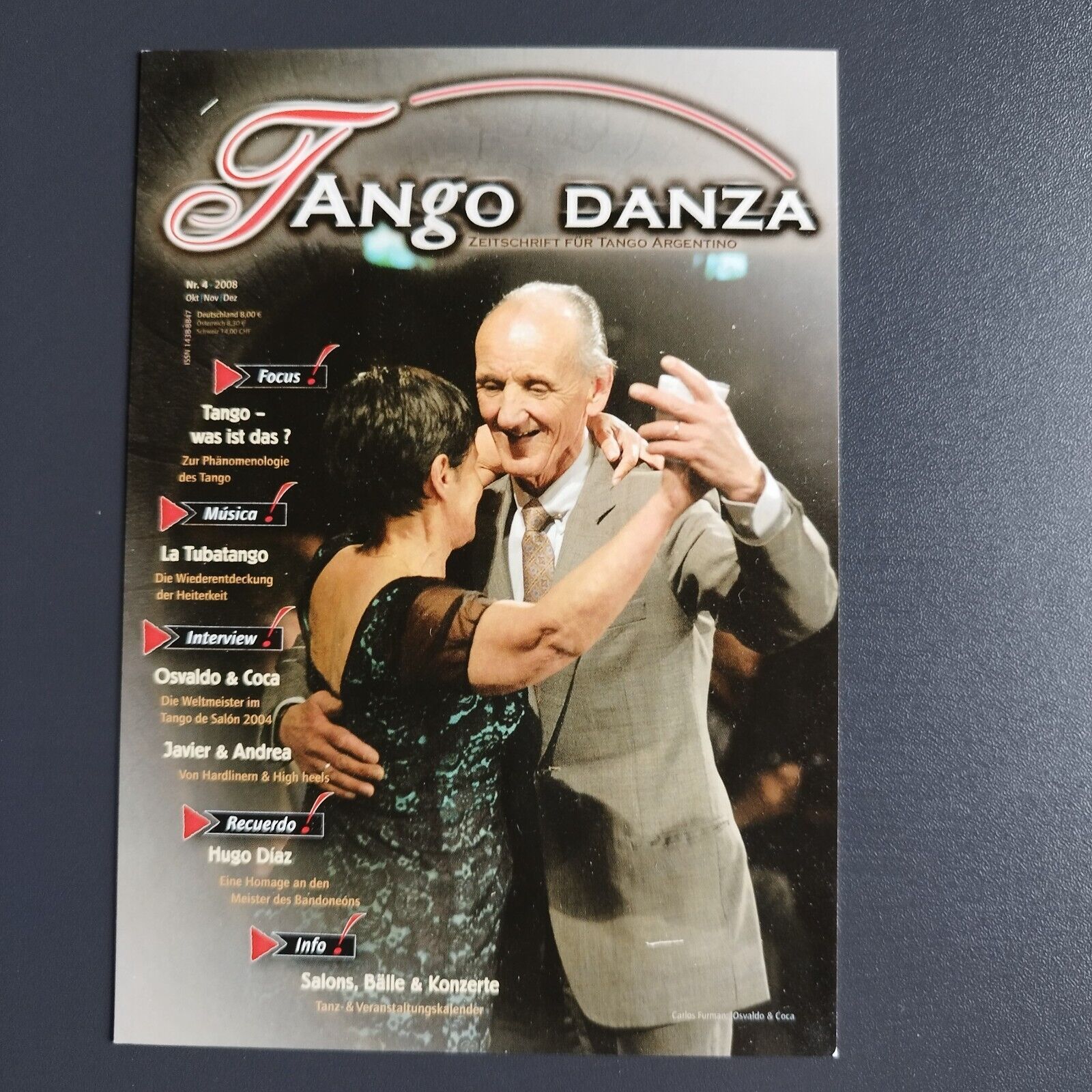 German advertising card Tango Danza Zeitschrift für Tango Argentino - 2008