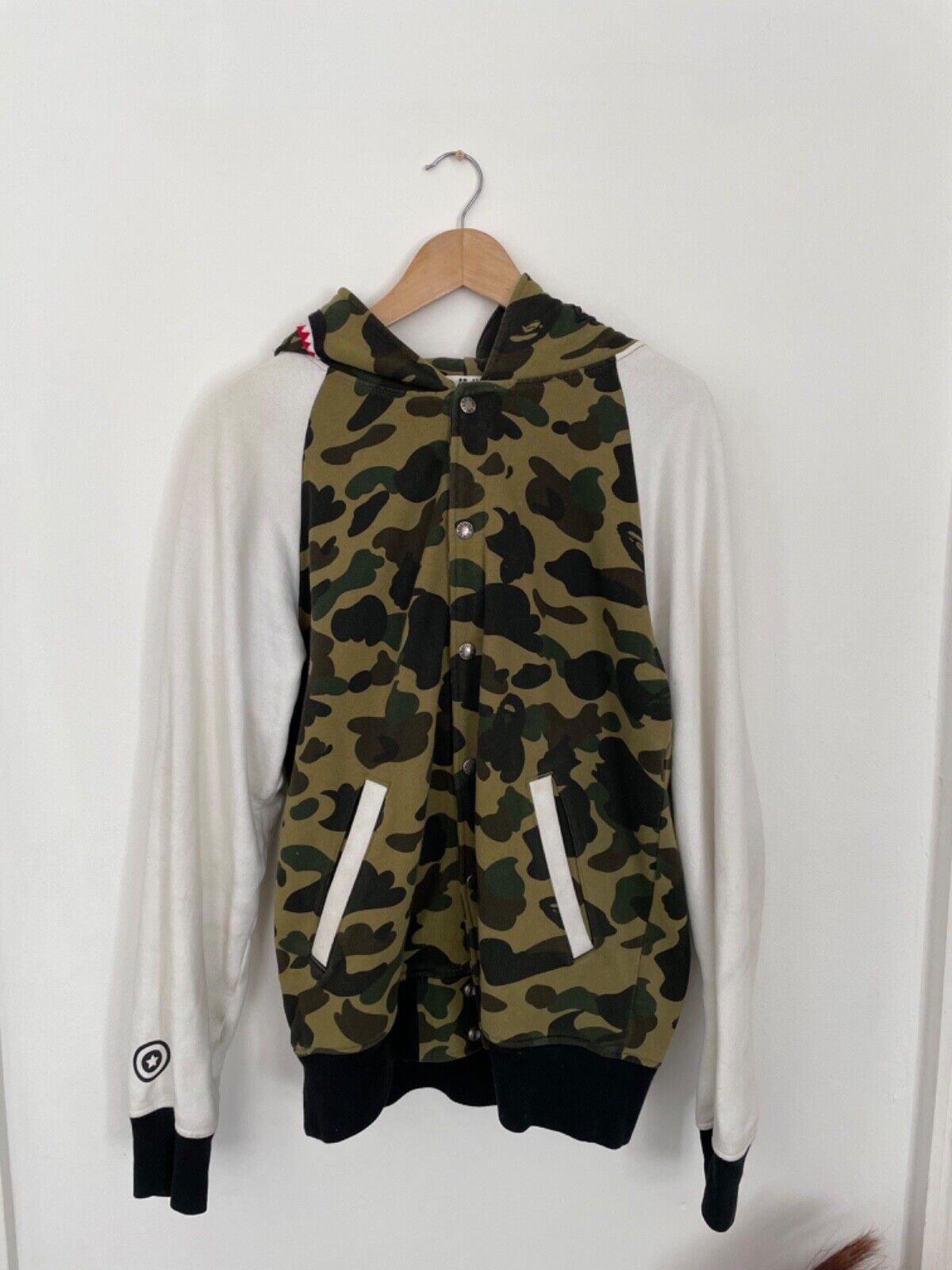 Bape Shark Varsity Hoodie 1st Camo Bathing Ape - Large