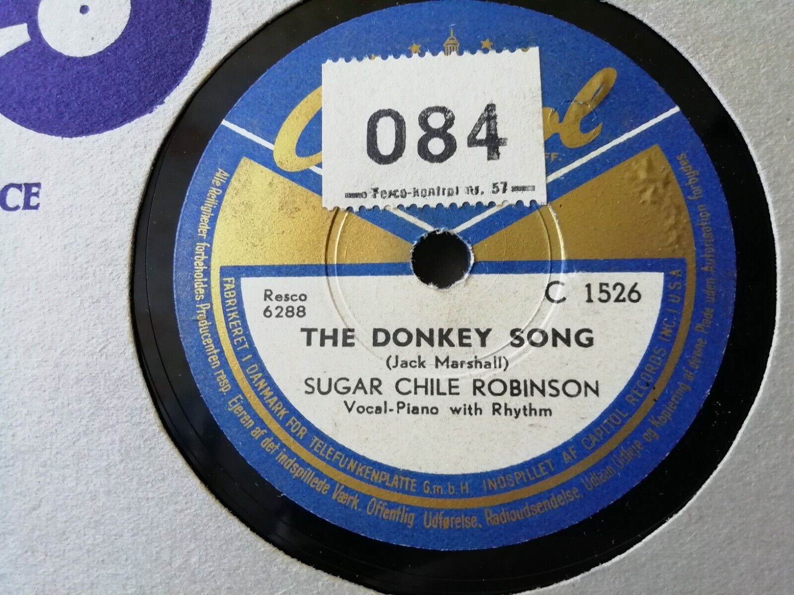 78 rpmSUGAR CHILE ROBINSONThe Donkey SongBaby BluesVocal-PianoCapitol