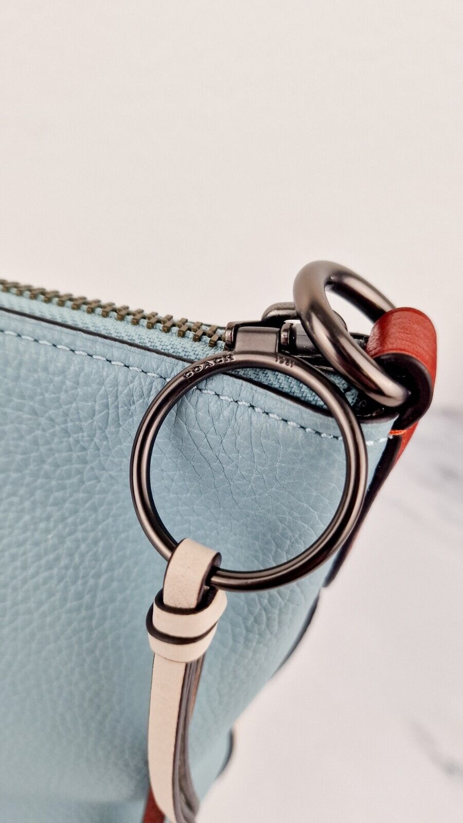 Coach Duffle 20 Colorblock Pebble Leather Bucket Bag Blue Chalk Crossbody 29260