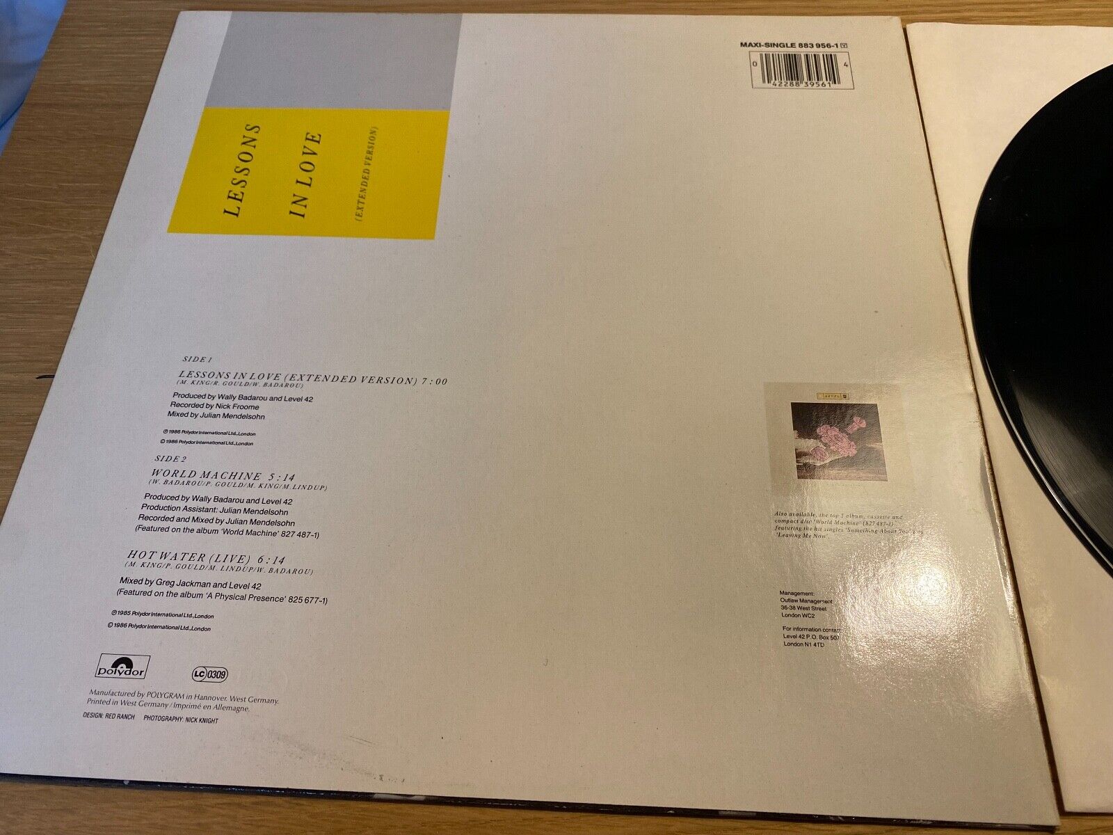 LEVEL 42 "LESSONS IN LOVE" EXTENDED VERSION 1986 1 PRESS VINYL MAXI SINGLE 12"