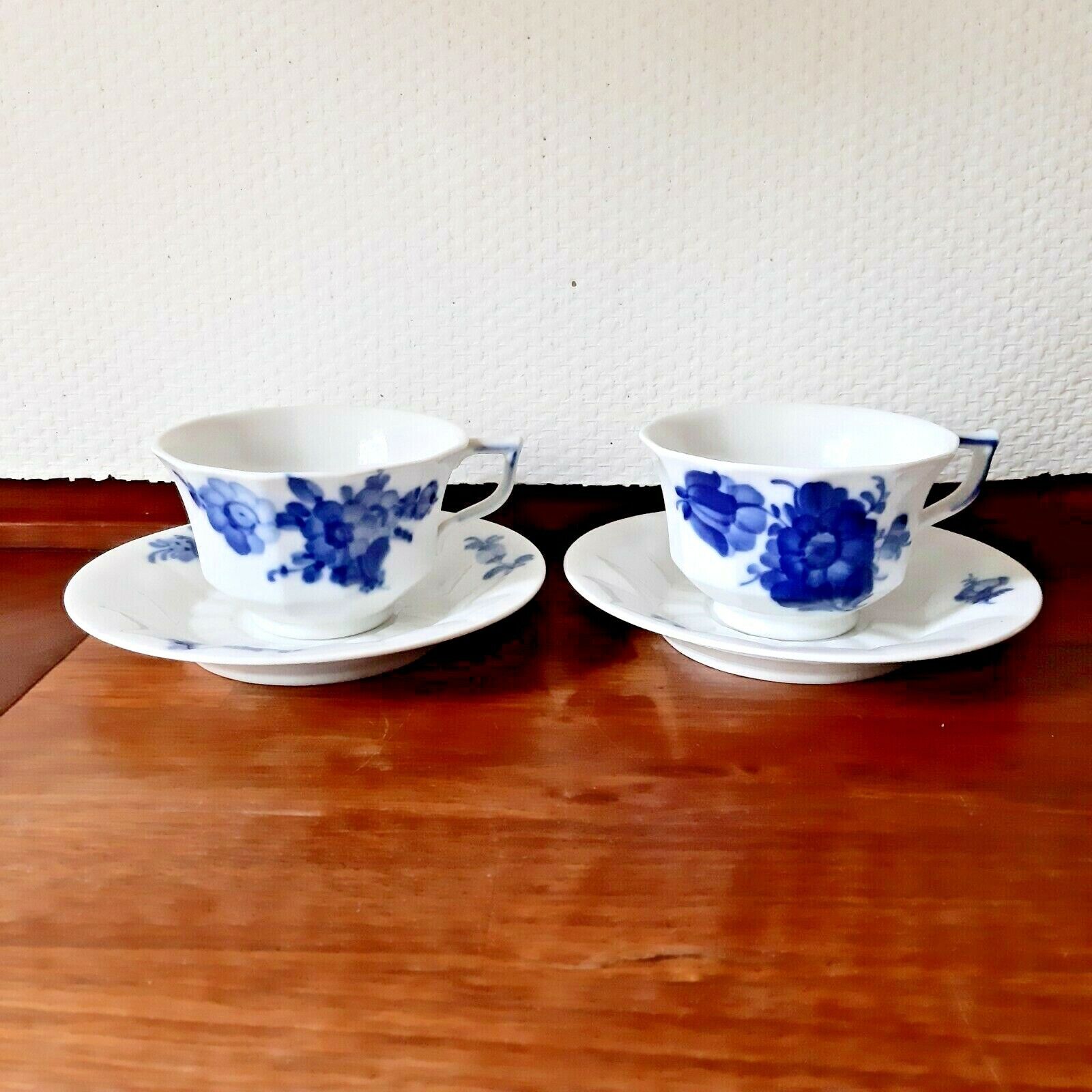 2 x COFFEE SETS BLUE FLOWER ANGULAR # 10- 8608 Royal Copenhagen 1st