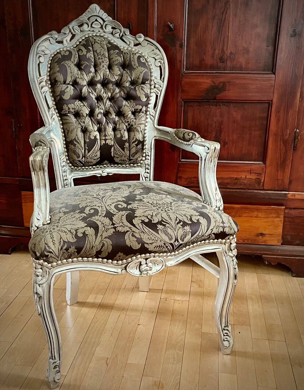 Baroque armchair silver baroque chair desk chair gray black Christmas