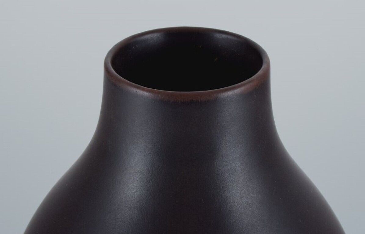 Carl Harry Stålhane for Rörstrand Colossal ceramic floor vase with brown glaze