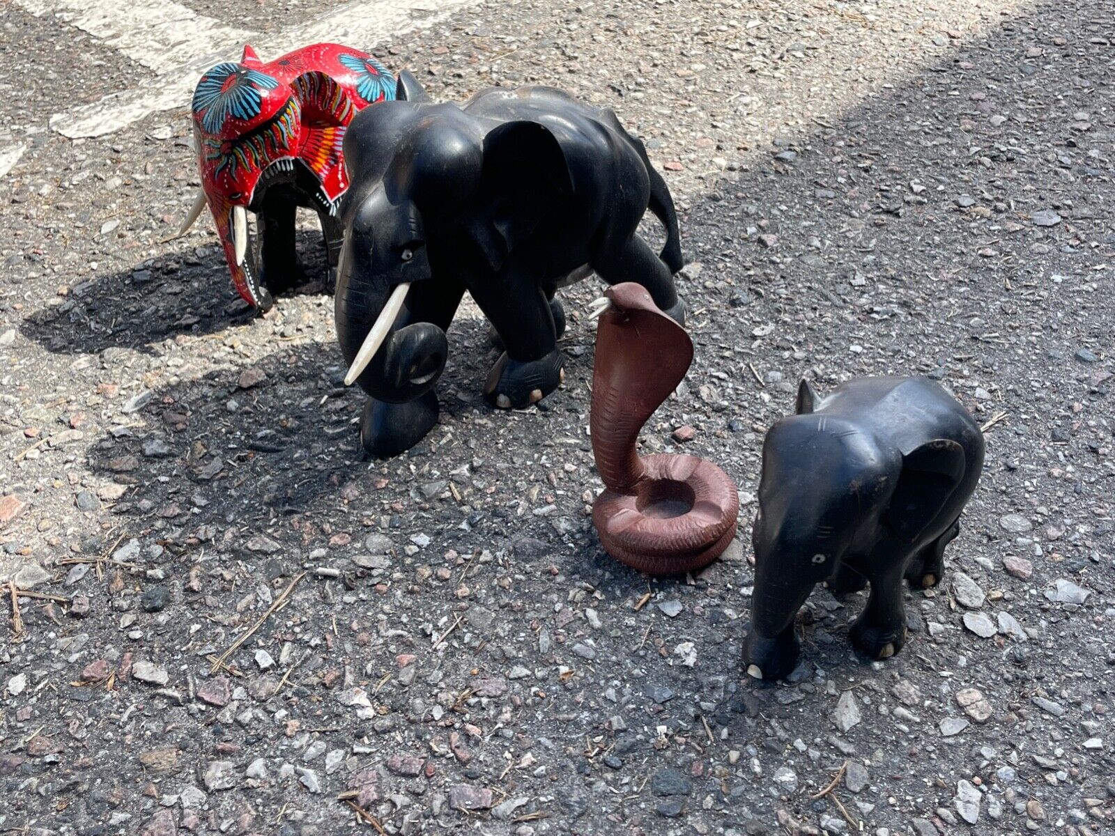 Handmade Wooden Figure Sri Lanka Elephant Cobra