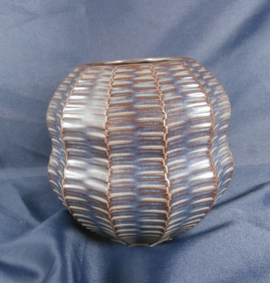 💥Vase Calabash Archais Heinrich Fuchs 6334 Op Art 70er Vintage 65" blue brown