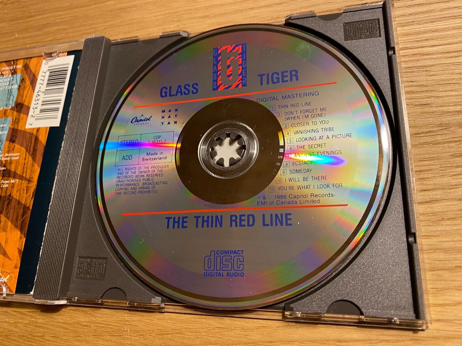 GLASSTIGER "THE THIN RED LINE" 1986 CD ALBUM 11 TRACK CAPITOL MANHATTAN 1 PRESS