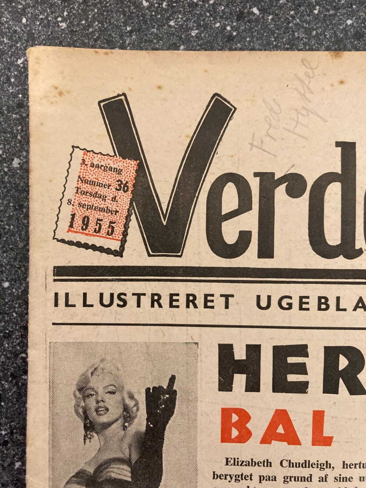 Marilyn Monroe The Seven Year Itch RARE Danish Magazine 1955 "Verden Rundt"