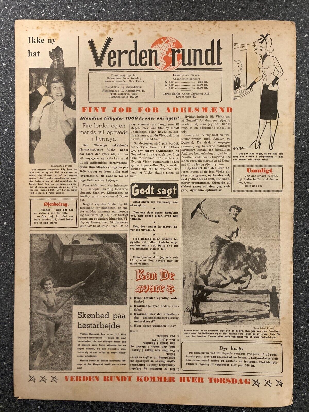 Marilyn Monroe The Seven Year Itch RARE Danish Magazine 1955 "Verden Rundt"