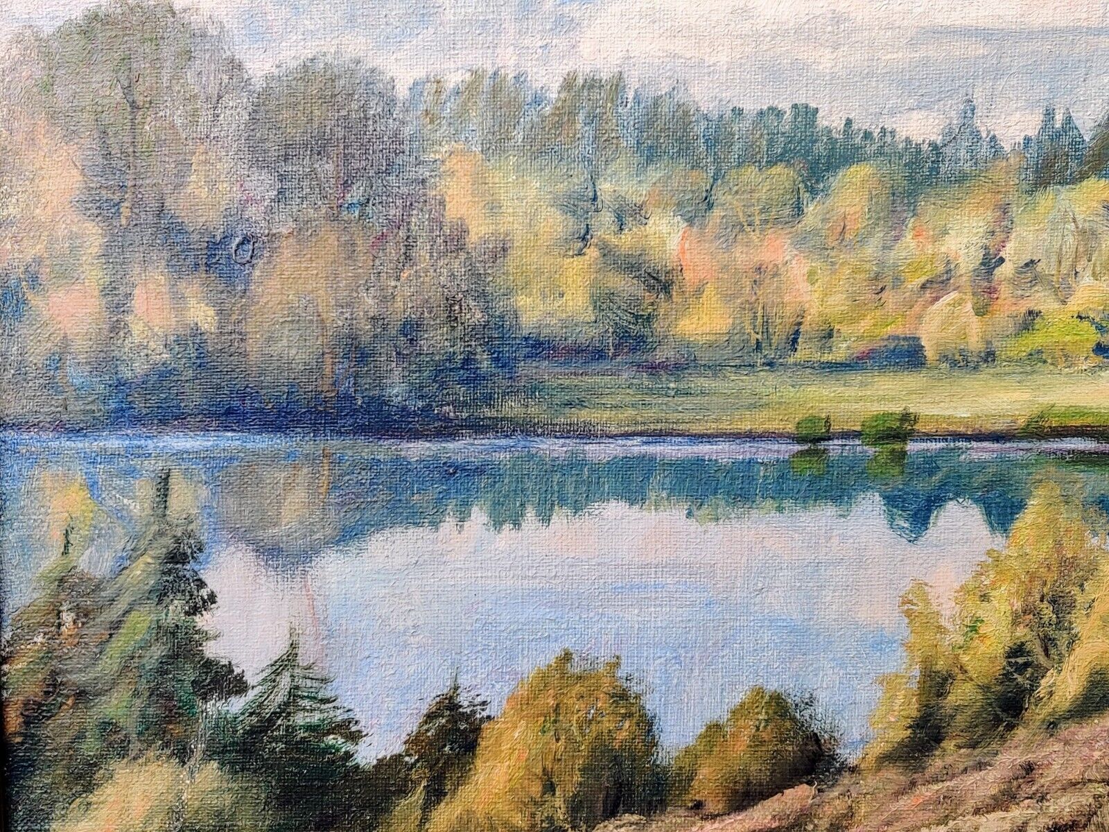 H. Moslund: LAKE LANDSCAPE, original oil painting