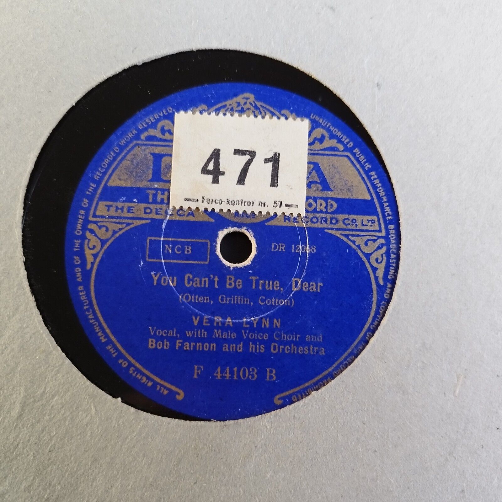 78 RPM  shellac VERA LYNNMantovani  his orchestraConcerto For Two/You Can't