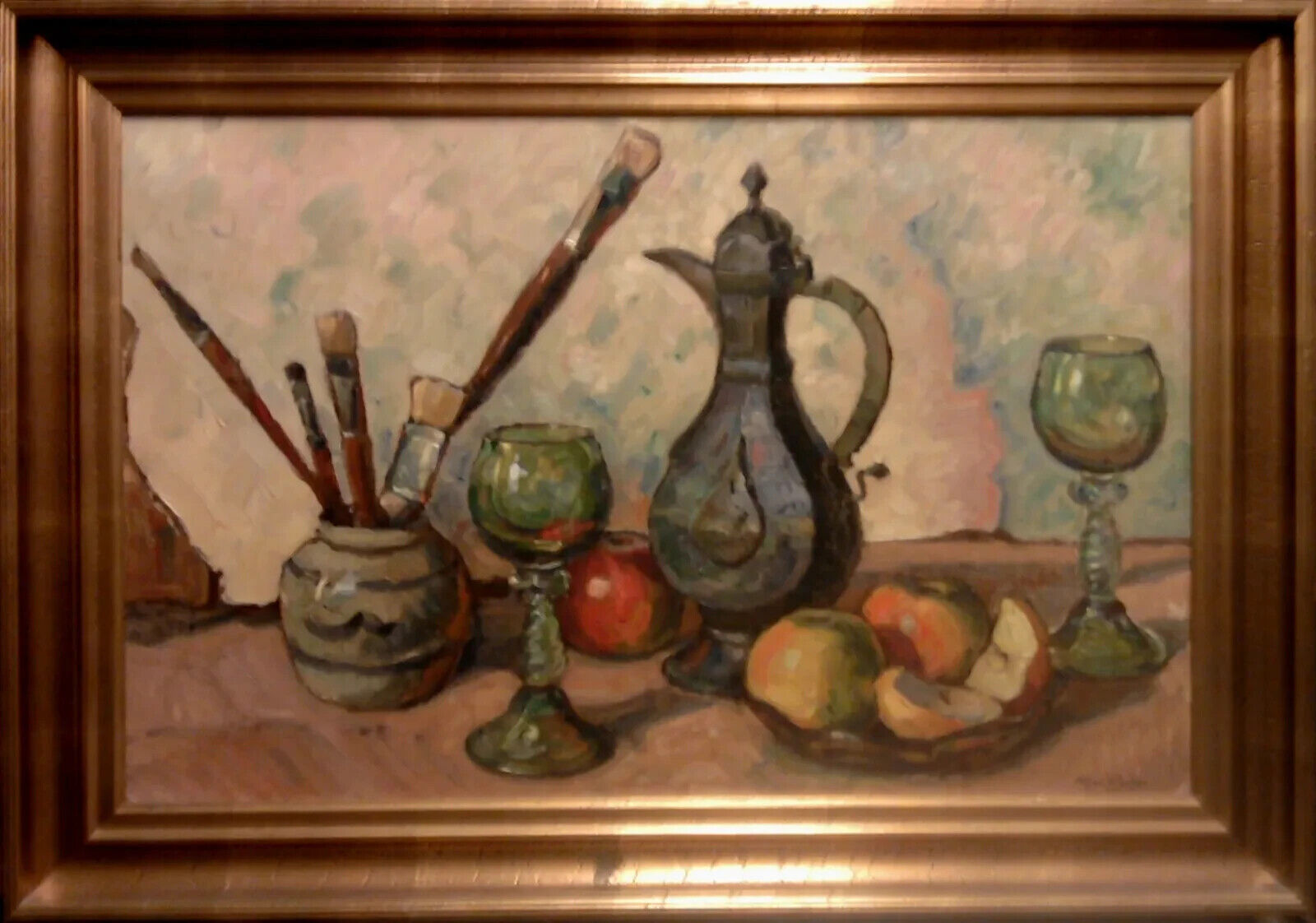 Alfred V Jensen (1889-1960): Still Life with Oriental Pitcher and Brush