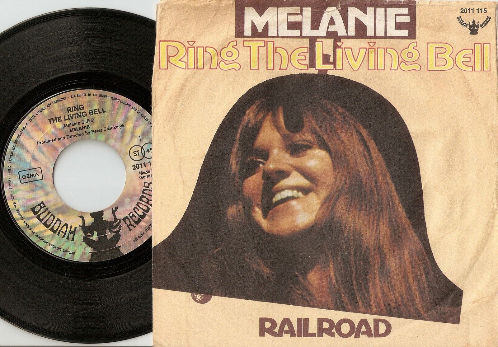 MELANIE RING THE LIVING BELL  RAILROAD GERMAN 45+PS 1972 FOLK COUNTRY