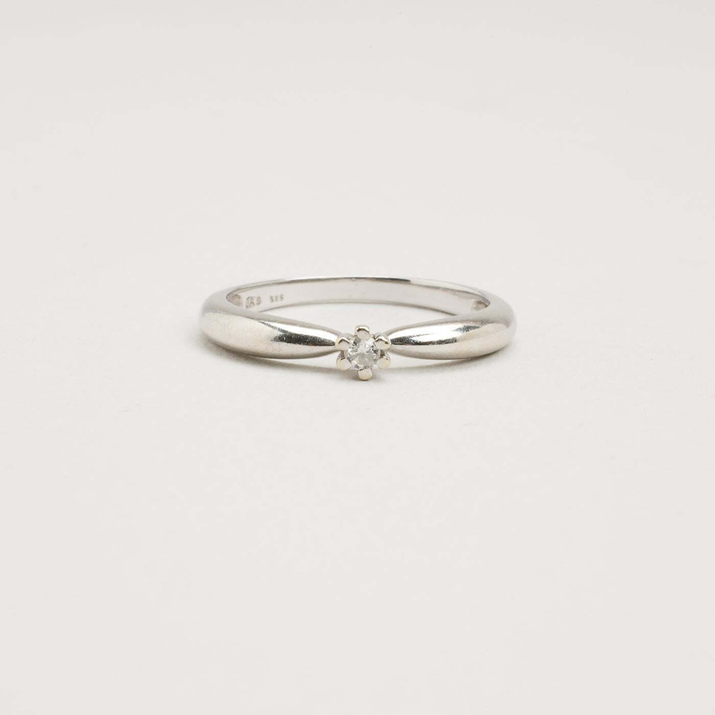 Ring with diamond (0025 ct) in 14K White gold size 6¾ | Solid Gold