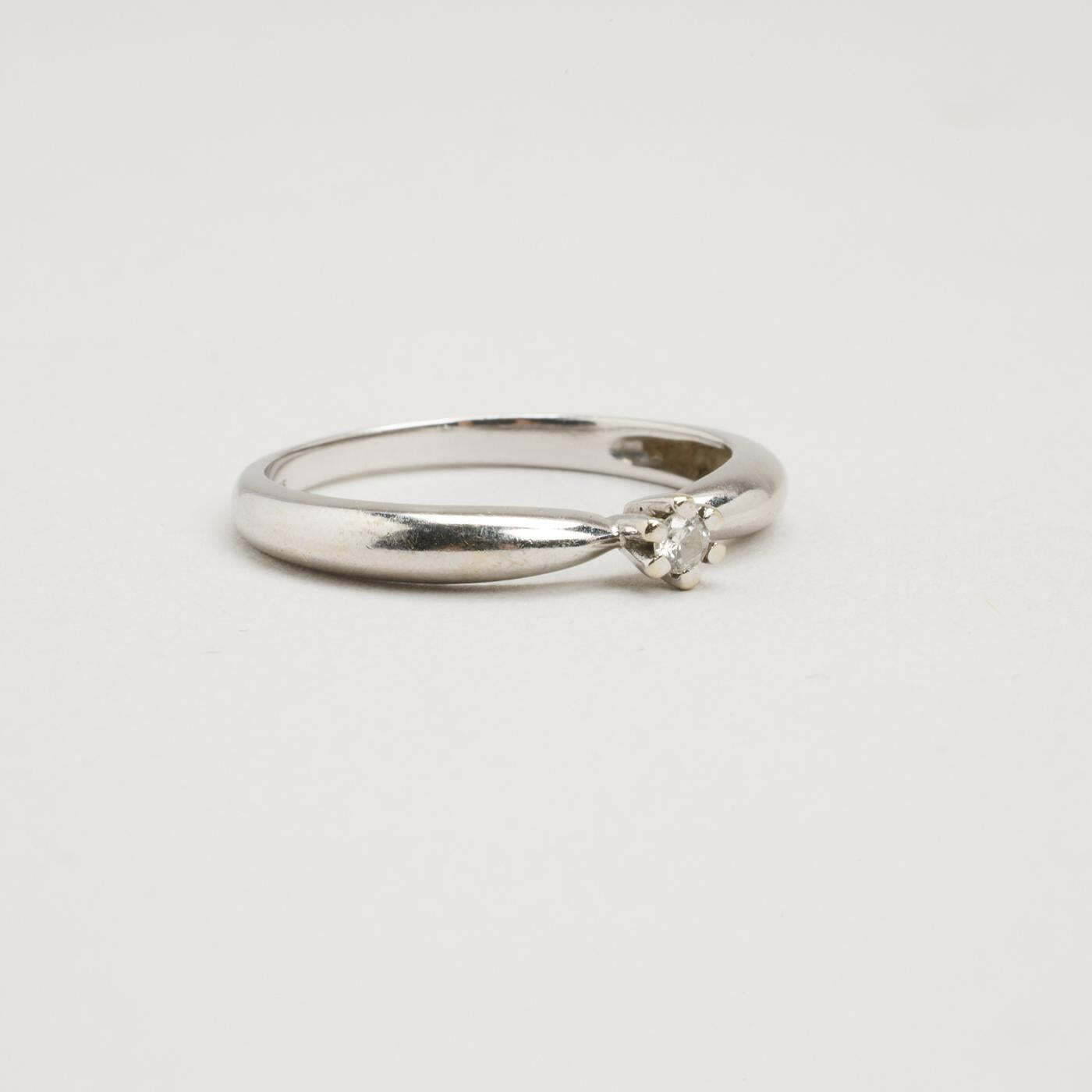 Ring with diamond (0025 ct) in 14K White gold size 6¾ | Solid Gold