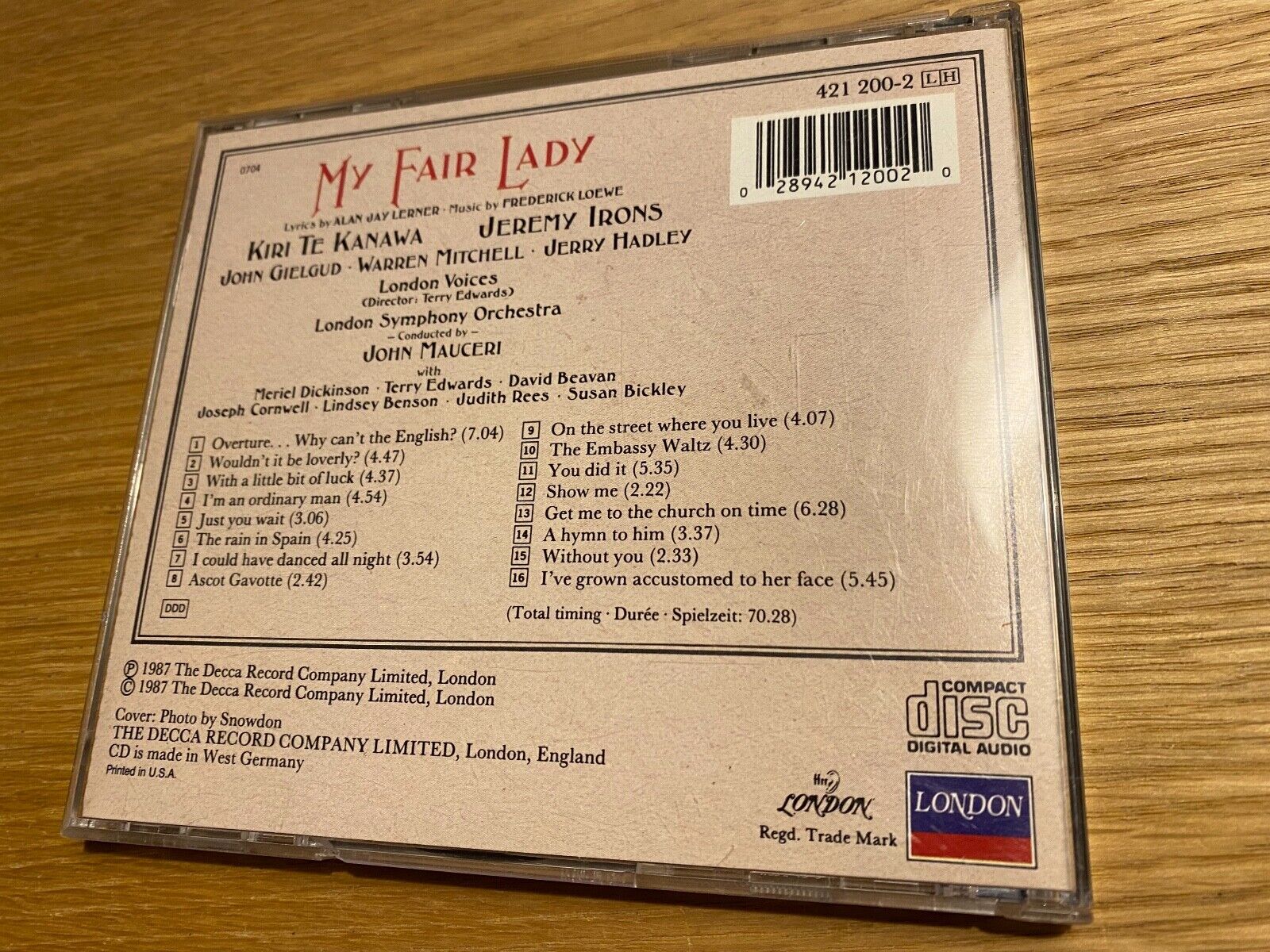 KIRI TE KANAWA  JEREMY IRONS "MY FAIR LADY" 1987 LONDON RECORDS CD ALBUM DDD CD