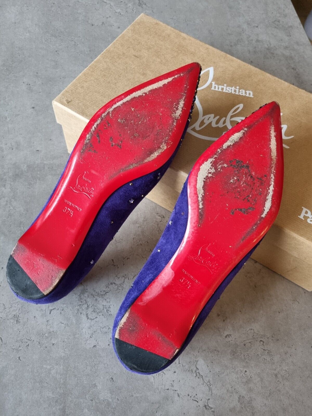 Christian Louboutin** Blue Purple Gravitanita Crystal Ballerina Flats Sz 375