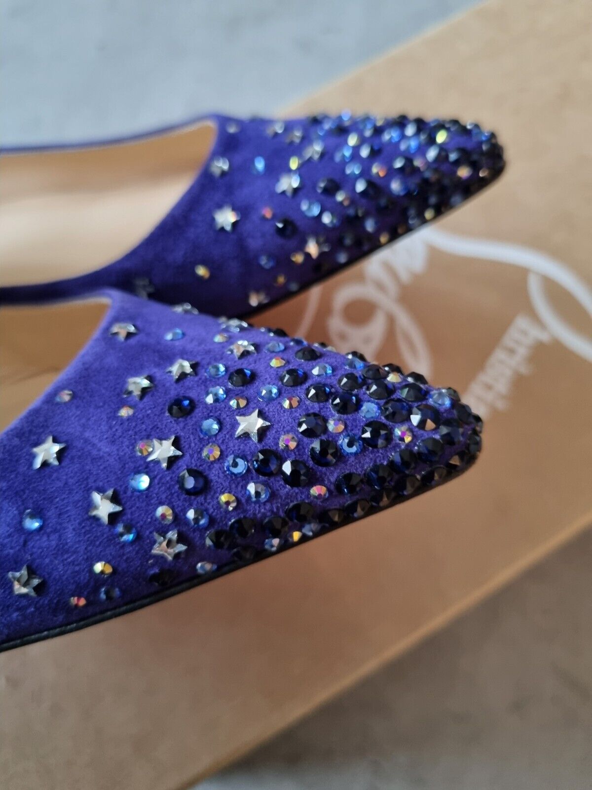 Christian Louboutin** Blue Purple Gravitanita Crystal Ballerina Flats Sz 375