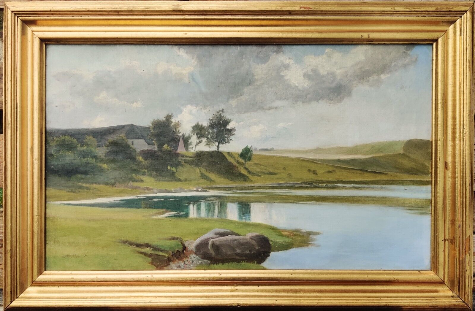 LAKE LANDSCAPE, original oil painting