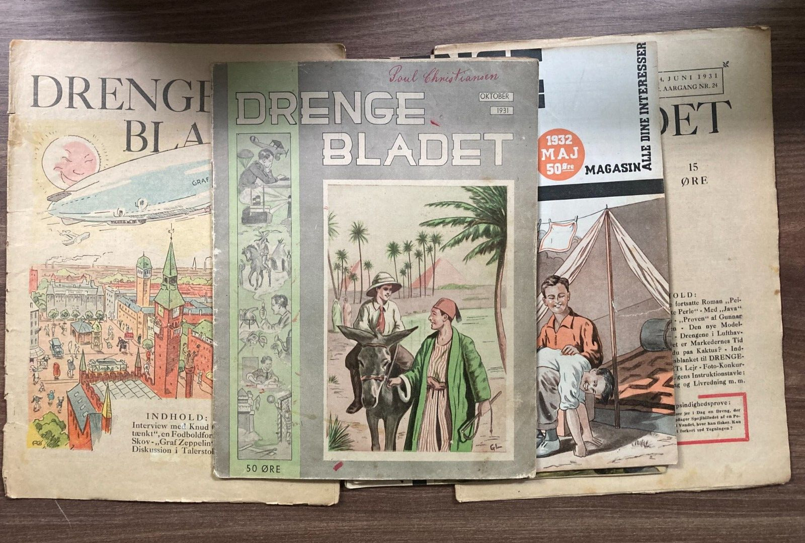 5x Youth Magazines from 1930s Denmark - Boy Scout Outdoor Play Camping etc