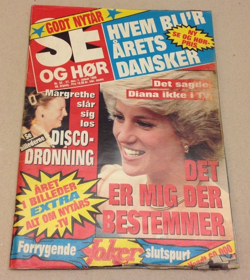 Princess Diana Lady Di British Royals Vintage Danish Magazine 1986 "Se og Hoer"