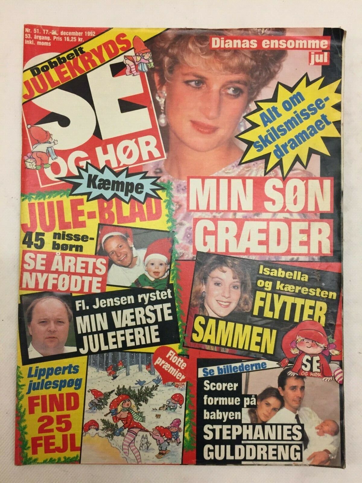 Princess Diana Lady Di Prince Charles Vtg Danish Magazine 1992 "Se og Hoer"