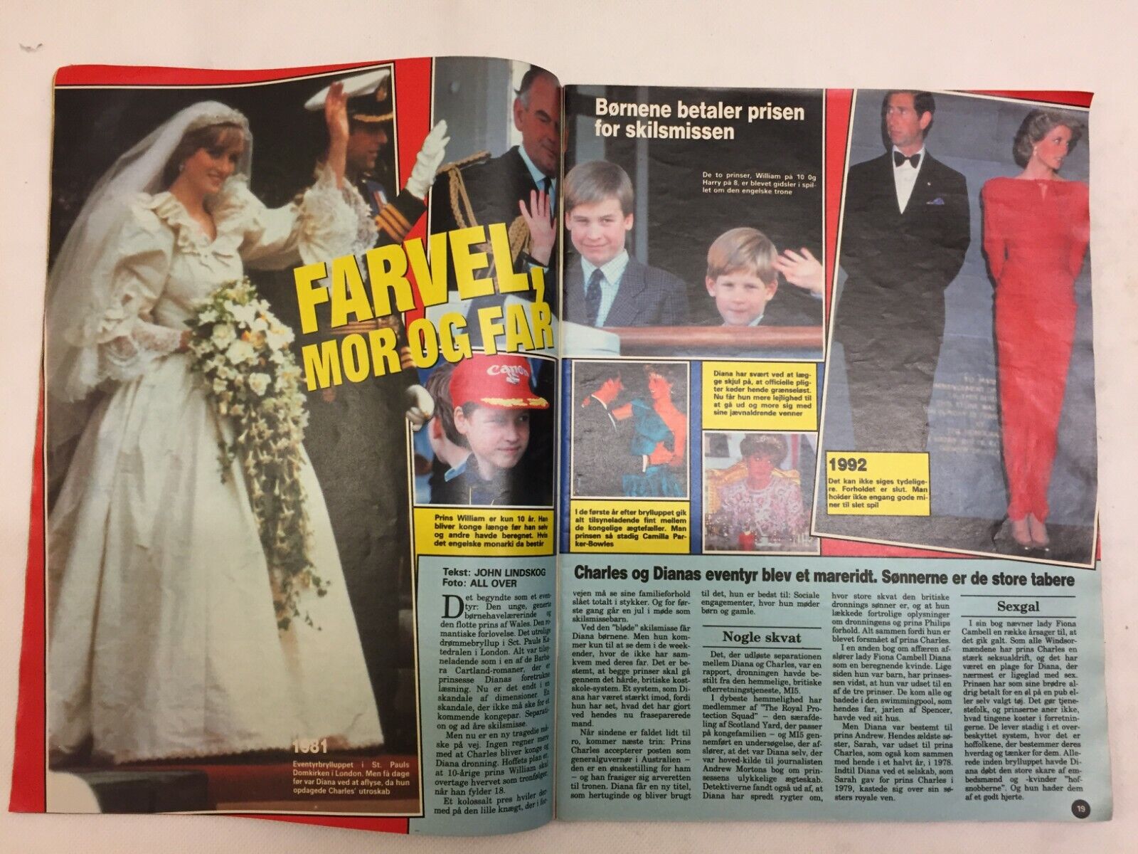 Princess Diana Lady Di Prince Charles Vtg Danish Magazine 1992 "Se og Hoer"