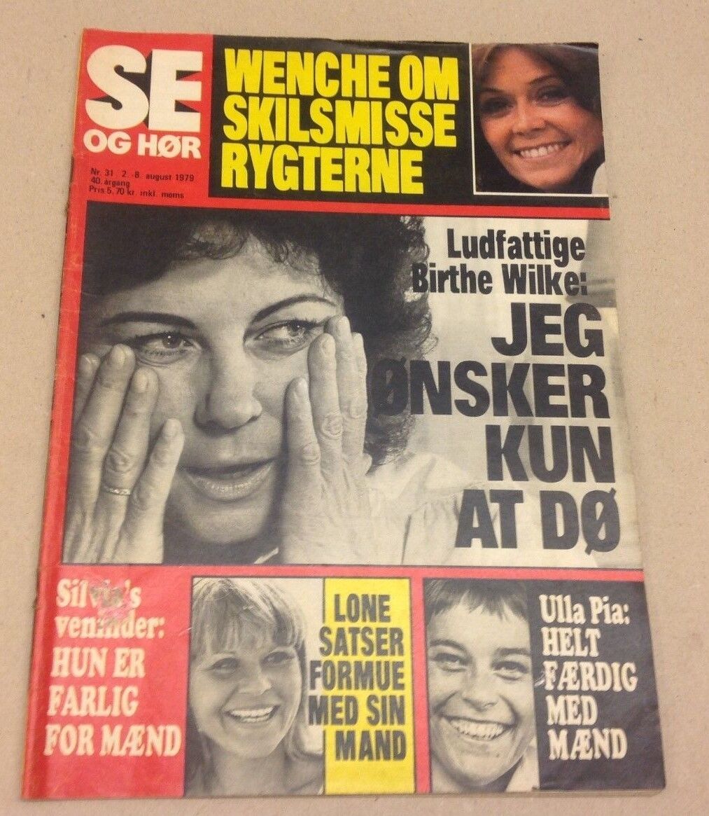 Wenche Myhre Divorce Rumors Front Cover Vtg Danish Magazine 1979 "Se og Hoer"