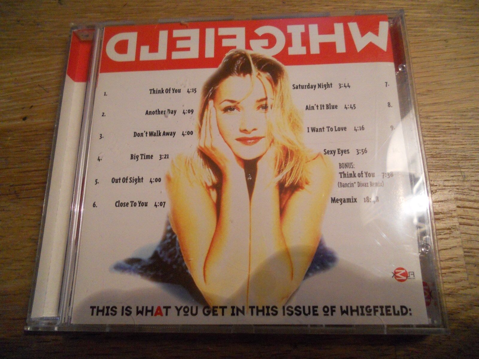 WHIGFIELD 1995 DEBUT CD ALBUM 12 TRACKS INCLUDES MEGAMIX OF 18:48 MINUTES NCB