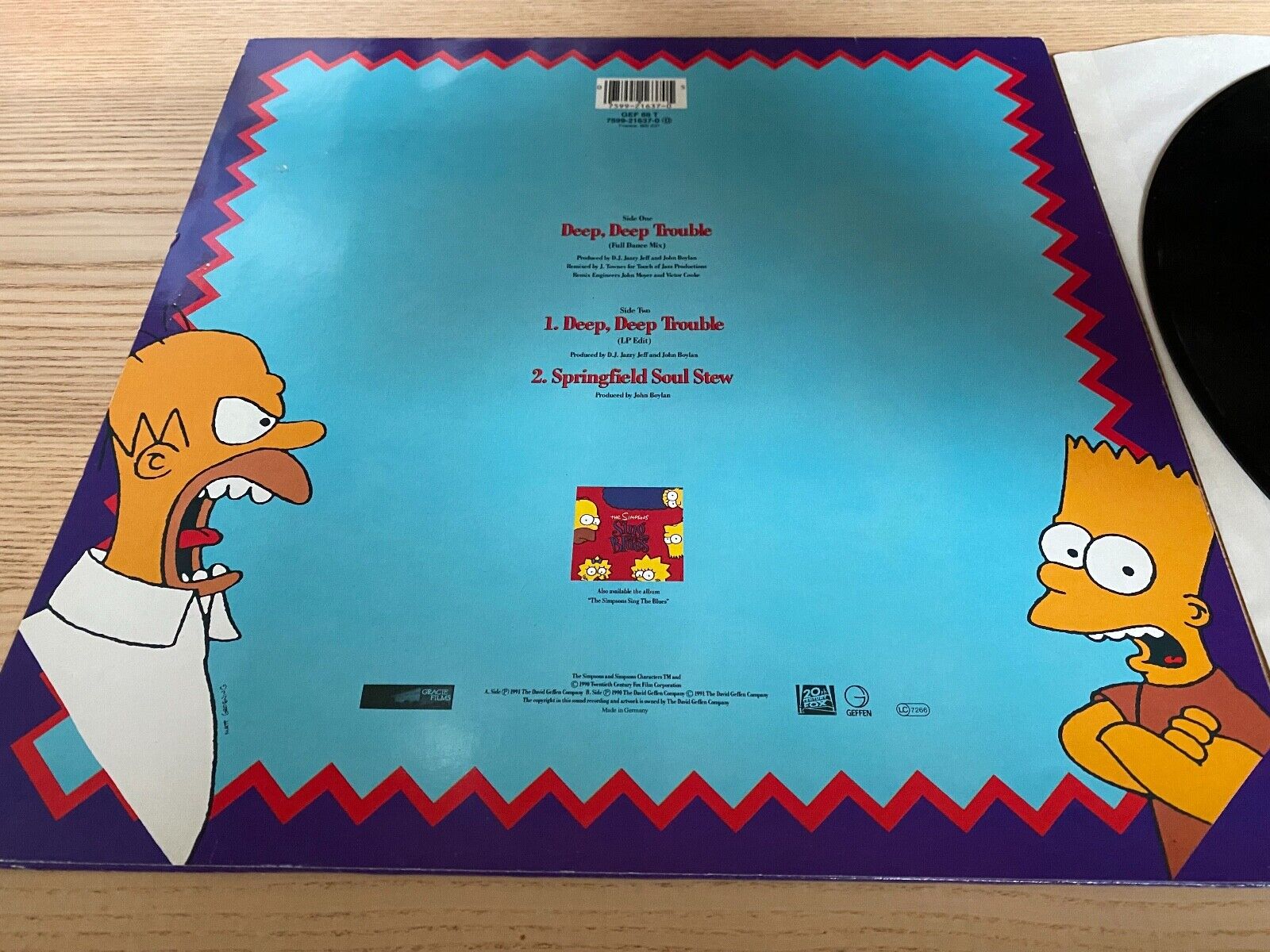 THE SIMPSONS FEATURING BART  HOMER "DEEP DEEP TROUBLE" GEFFEN RECORDS 1991 12"