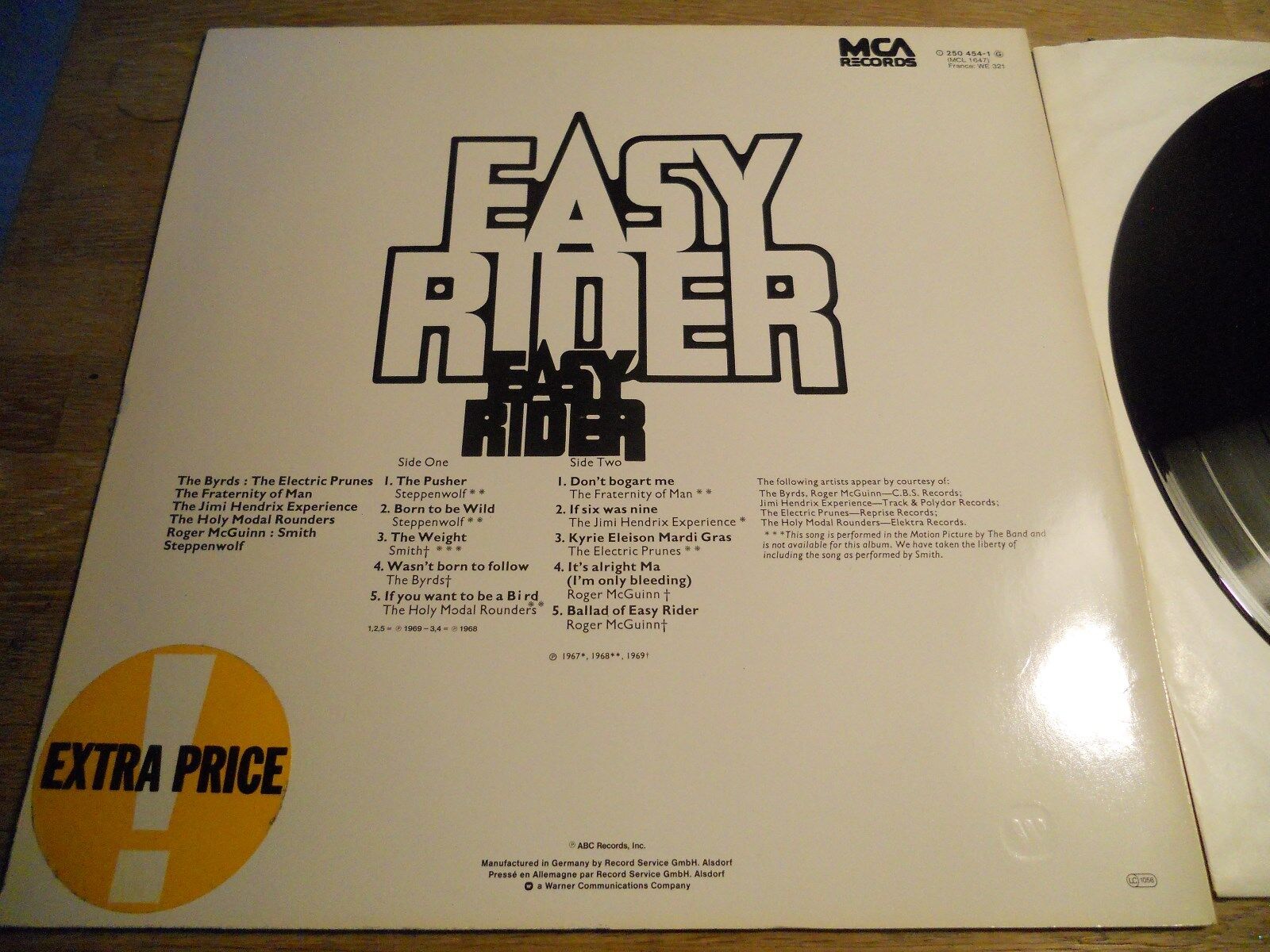 EASY RIDER SONGS PERFORMED IN THE MOTION PICTURE MCA RECORDS WEST GERMAN LP RARE