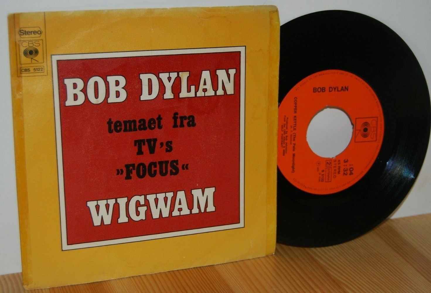 BOB DYLAN Wigwam / Copper Kettle RARE PS Picture Sleeve 45 vinyl 7''