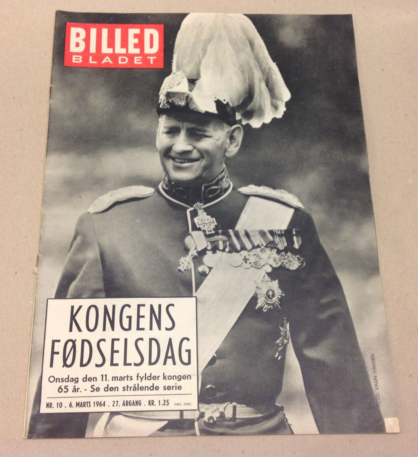 KING FREDERIK IX DENMARK 65 BIRTHDAY FRONT COVER VTG Magazine Billed-Bladet 1964