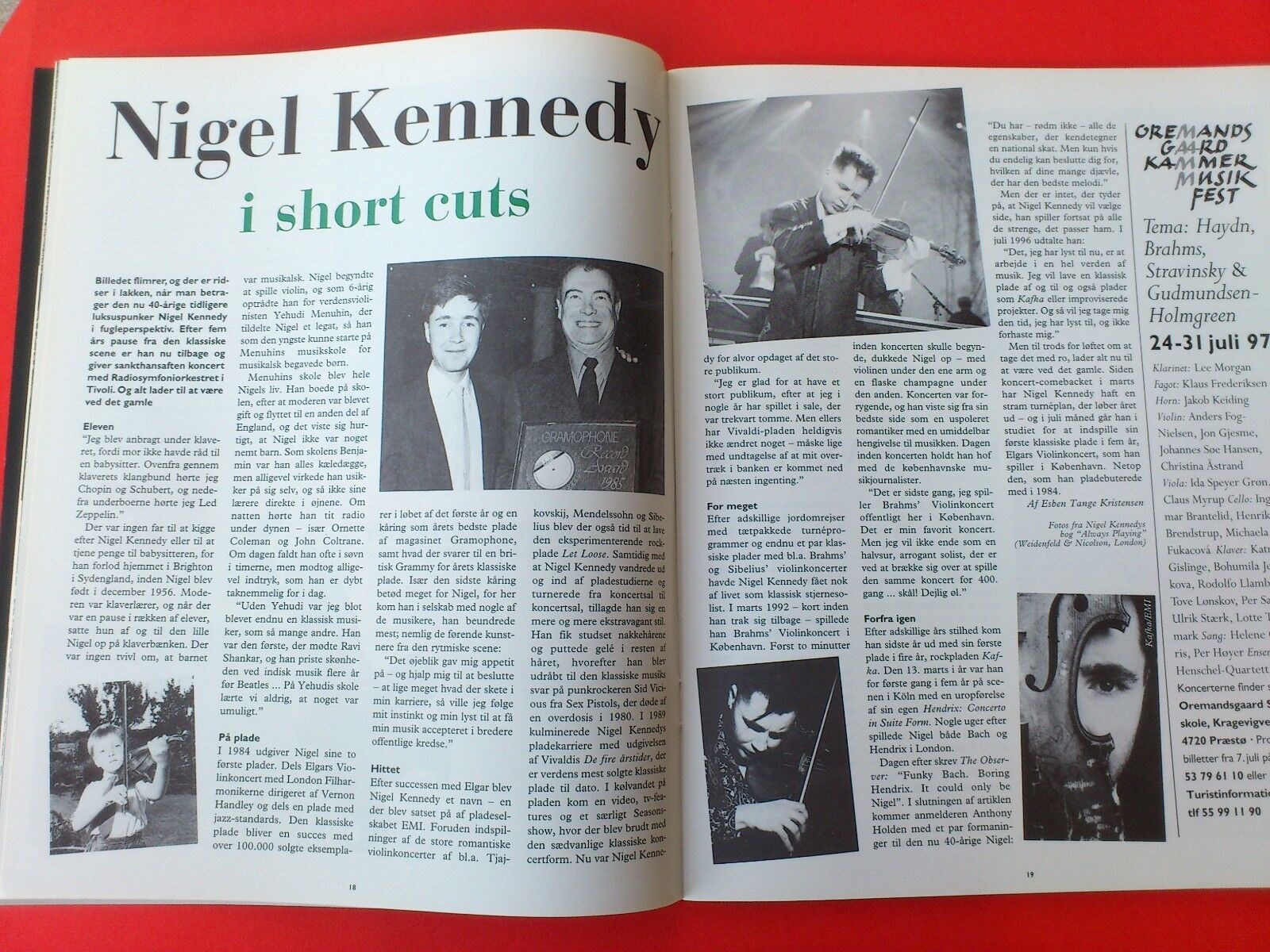 Danish magazine P2 Musik1997 Bobby McFerrinCarl NielsenNigel Kennedy