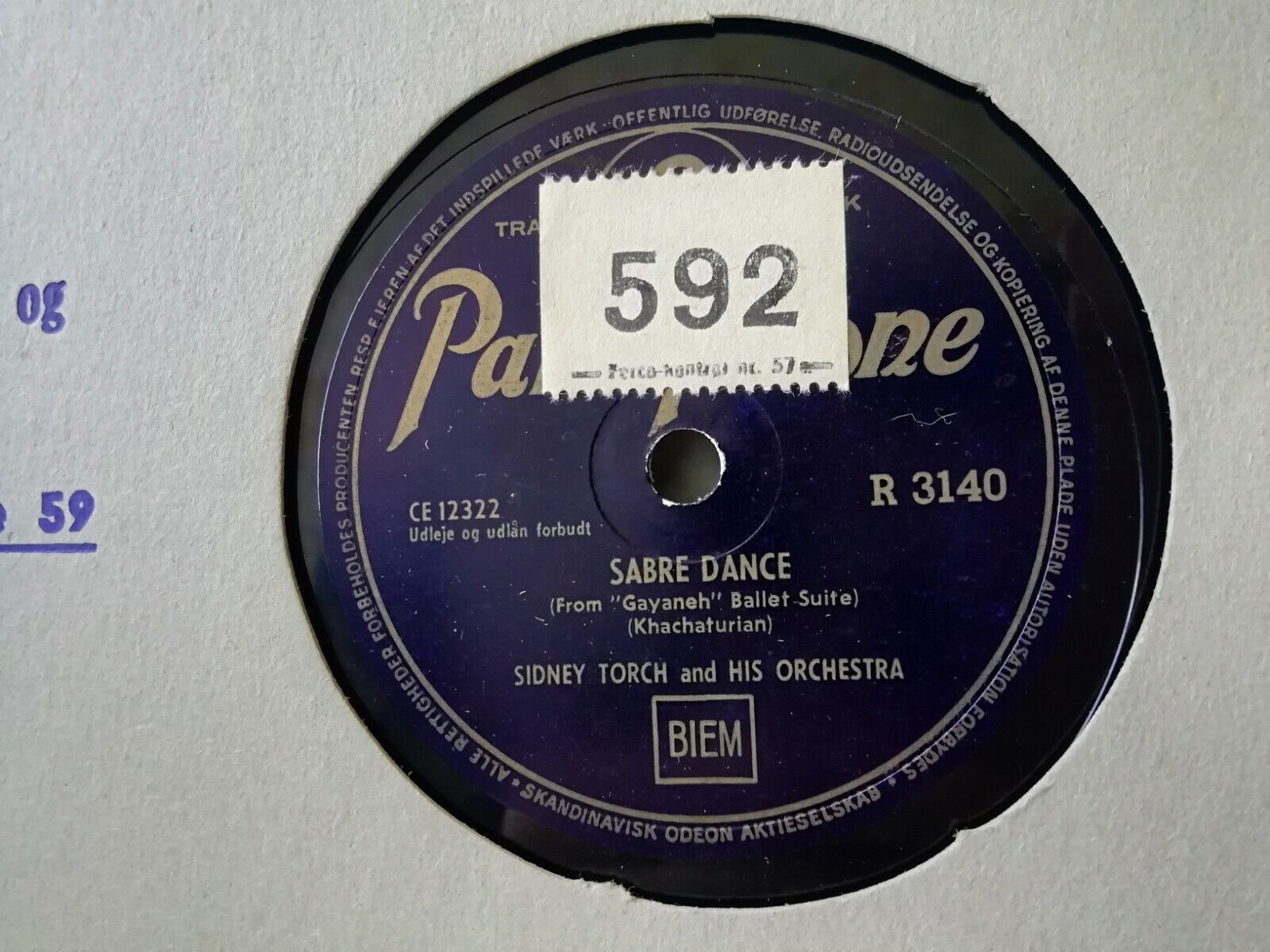 78 rpmSIDNEY TORCHSabre Dance/La GolondrinaParlophone Denmark R3140