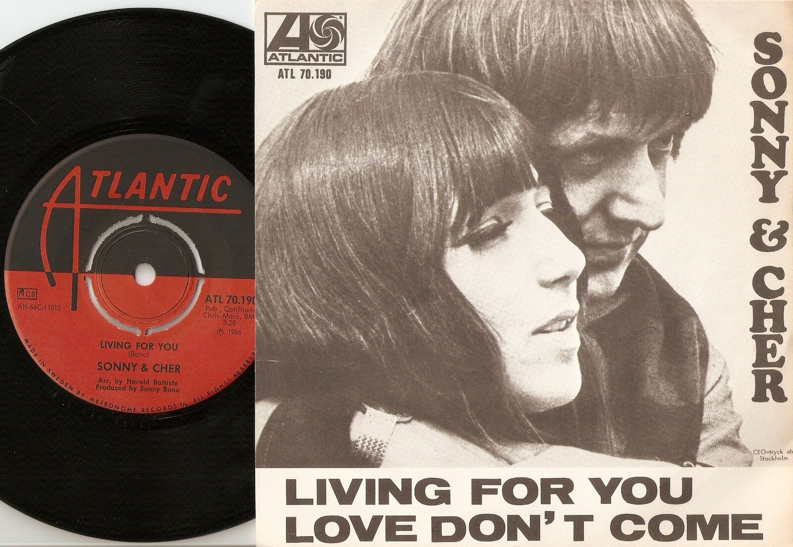 SONNY AND CHER LIVING FOR YOU  LOVE SWEDISH 45+PS 1966 MOD BEAT NORTHERN SOUL