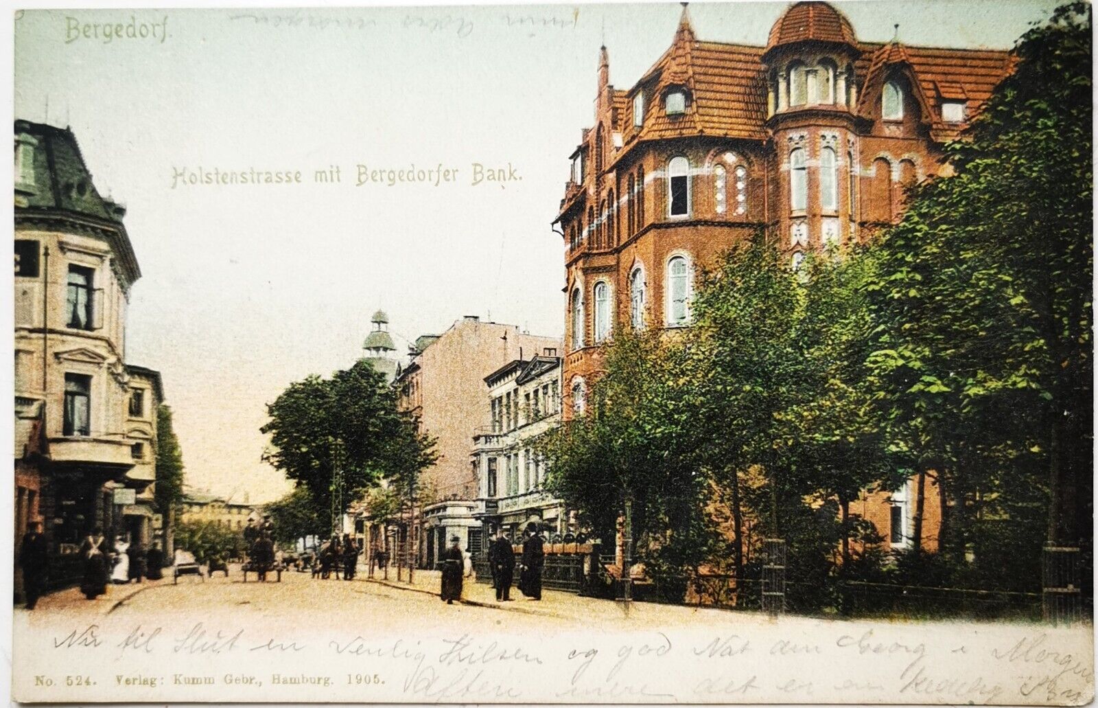 Old postcard: Holsteinstrasse i Bergedorf in Germany Mailed in 1906  pok1470